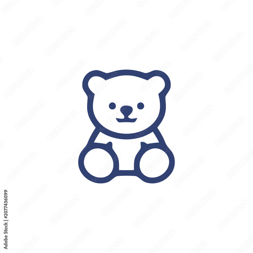 Fototapeta premium Cute linear outline icon of a teddy bear sitting toy with childhood illustration innocent friendly companion birthday minimalist decoration miniature collection