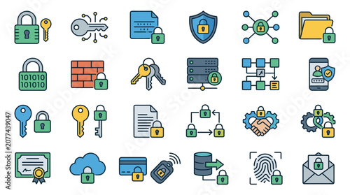 Security icons for digital protection.
