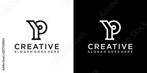 YP or PY initial letter logo design vector