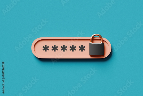 Password field blocking access with a padlock