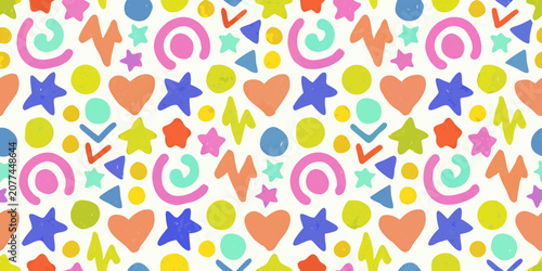 Konstfotografi Colorful confetti pattern on a white background playful vector illustration