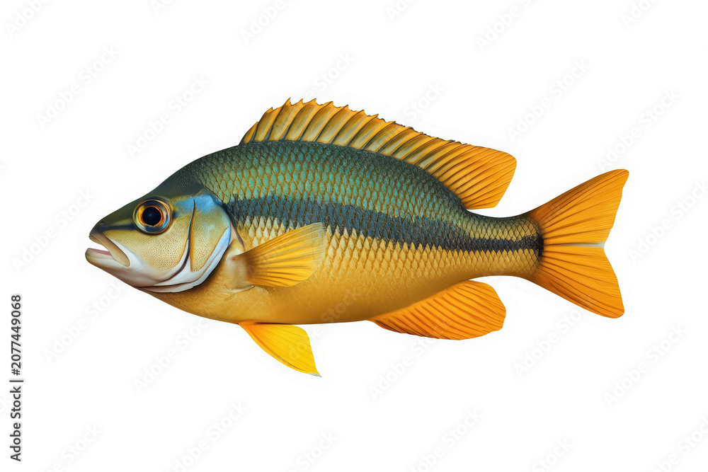 Fototapeta premium Tropical fish sticker with vivid colors and aquatic wildlife theme, cutout for design elements on transparent background