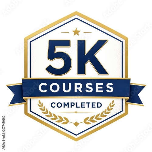 Elegant digital badge celebrating the successful completion of five thousand courses, symbolizing a significant educational milestone and achievement in online learning and professional development