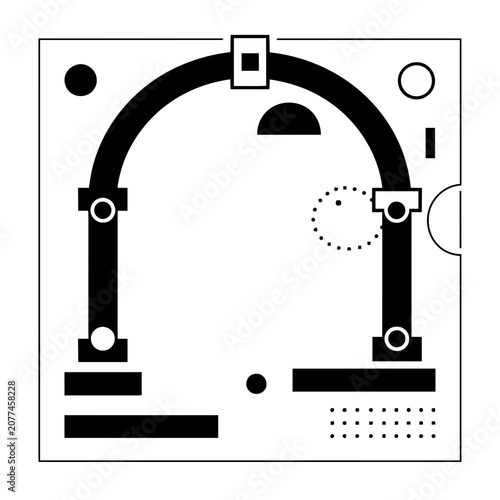 Minimalist Abstract Arch with Geometric Shapes