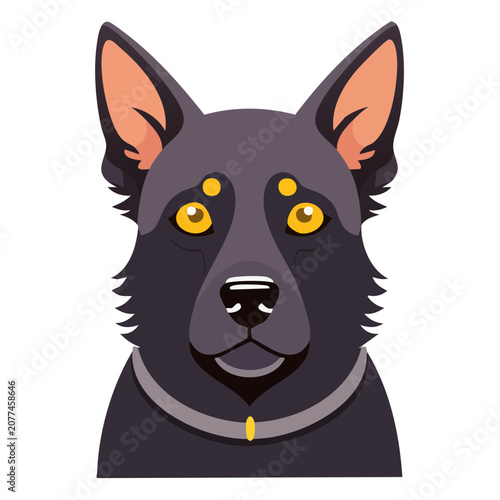 Black dog head flat vector illustration
