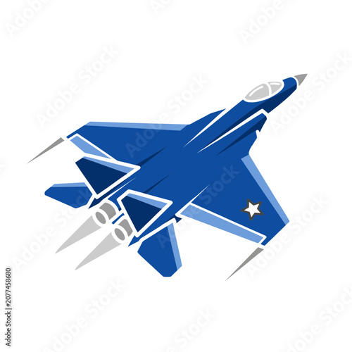 Blue Fighter Jet Vector Illustration