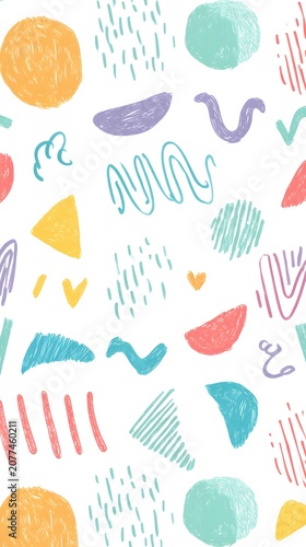Vibrant Abstract Doodle Pattern with Colorful Scribbles and Organic Shapes. Creative Artistic Background.
