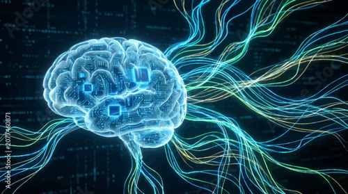 Canvastavla Human Brain with Glowing Neural Connections.