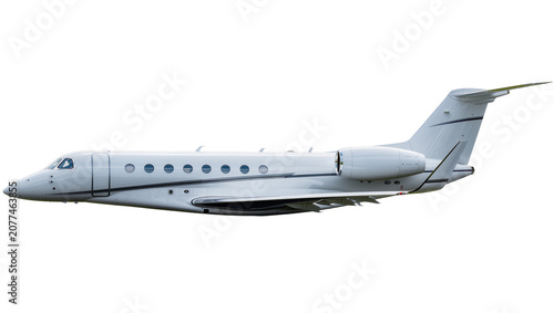 Bild auf Leinwand White private jet airplane with windows and engines