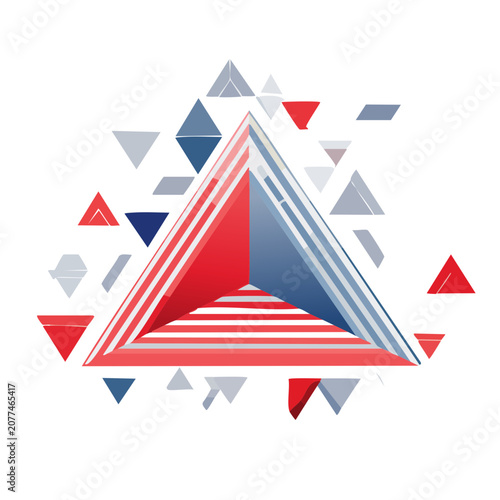 Abstract geometric triangle with layered shapes
