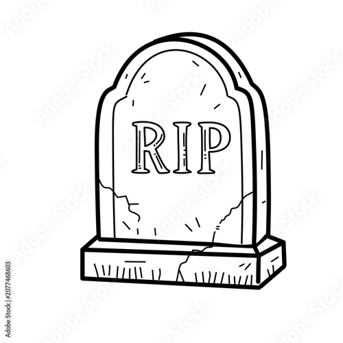 Fotografie Halloween tombstone line art vector