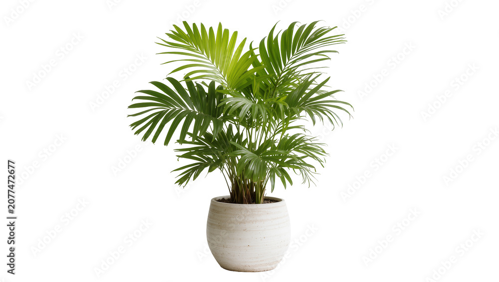 Fototapeta premium Areca palm plant in textured ceramic pot