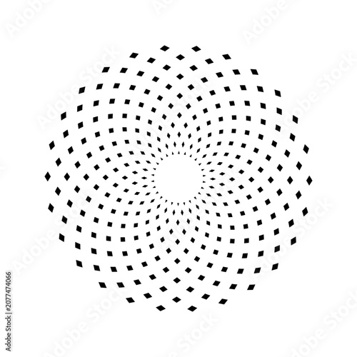 Abstract Geometric Radial Rotation Circle Diamond Shape Dots Pattern. Decorat...