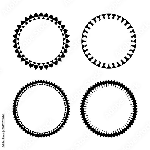 Set of Abstract Radial Circle Patterns for Decorative Round Frames.