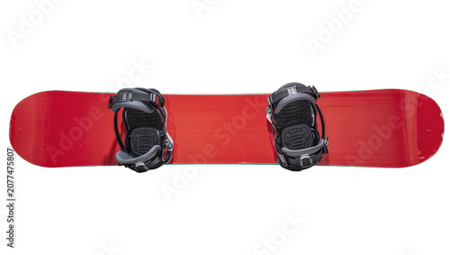 Bild auf Leinwand Red Snowboard with Black and Gray Bindings