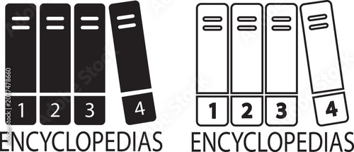 Photos Encyclopedias icon set collection group in black flat and line style vector desi