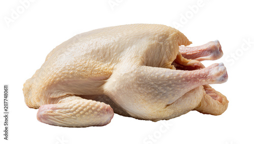 Foto Whole raw chicken poultry meat with skin and legs