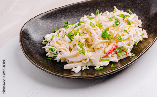 Принти на полотні Coleslaw salad with mayonnaise and green onions
