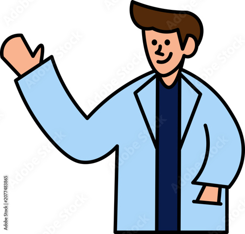 Smiling doctor presenting medical information