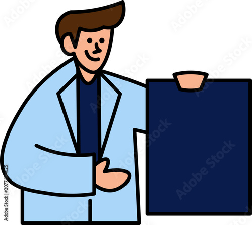 Doctor presenting medical information on a clipboard