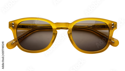 Photos Yellow translucent acetate sunglasses with dark lenses