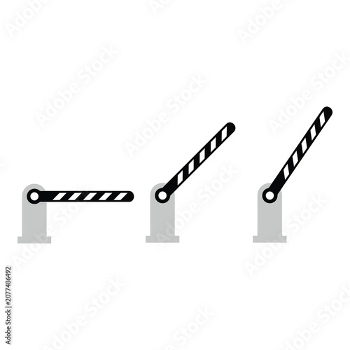 Three gray parking barrier arms in different positions  lowered and raised icon