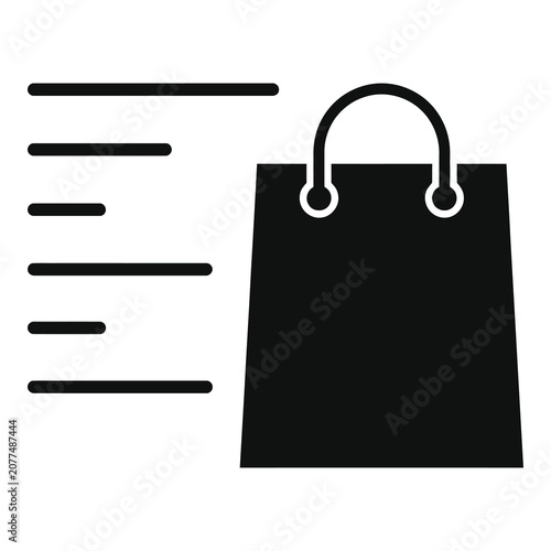 Bild auf Leinwand Black shopping bag icon with lines list on white background icon