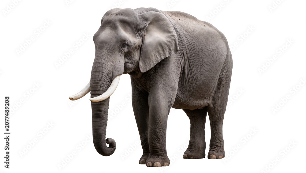 Fototapeta premium African elephant with large tusks standing