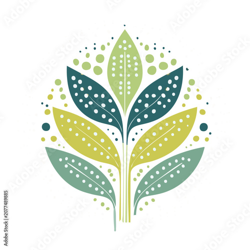 Symmetrical Stylized Leaves Vector Illustration