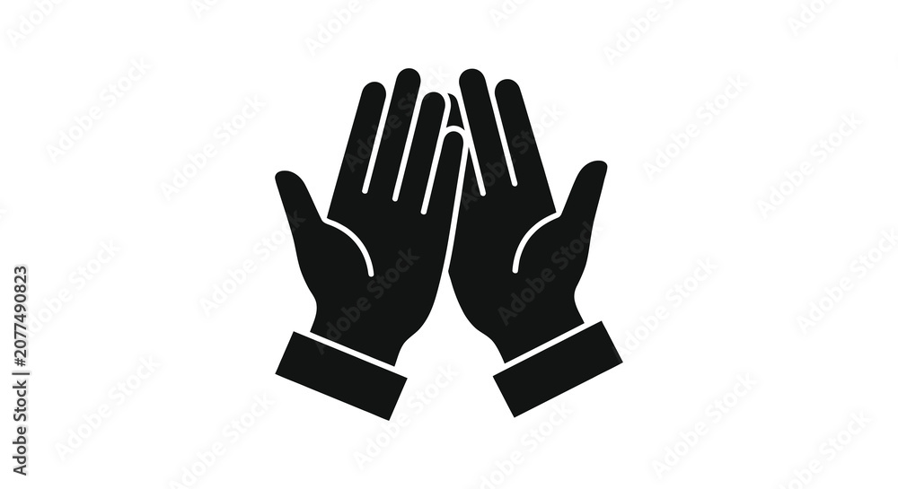 Fototapeta premium Two Hands Facing Each Other Black Silhouette