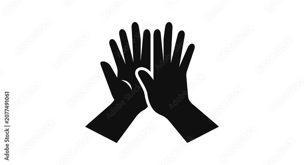 Fototapeta premium Clapping Hands Silhouette In Black And White