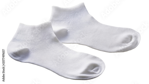 Принти на полотні Pair of white ankle socks with ribbed cuffs