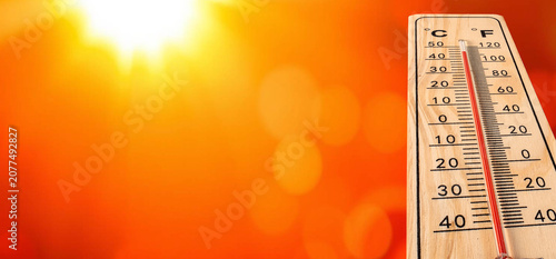 Thermometer showing high temperature for summer heat