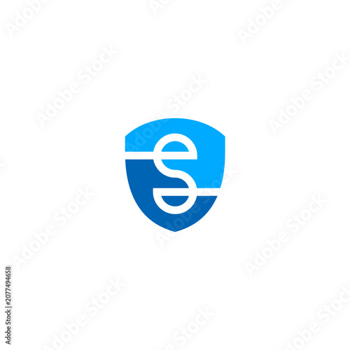 ES letter logo inside shield shape.