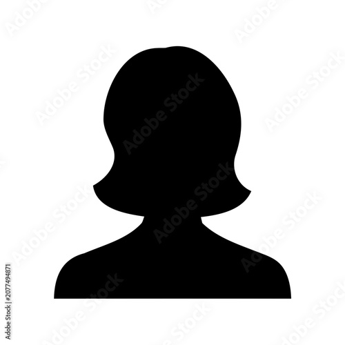 Anonymous female avatar silhouette icon with short hair and rounded edges