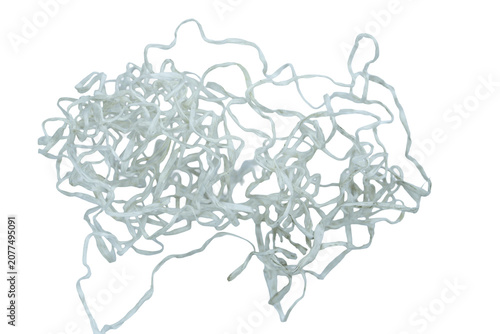 Abstract white tangled string tangle knot isolated on transparent png background