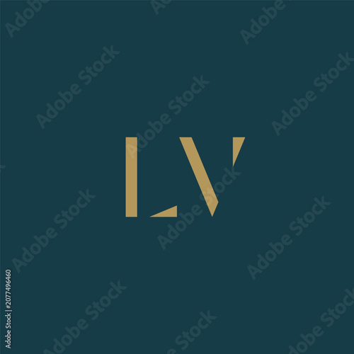 LV initials logo in gold color.