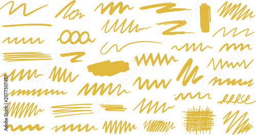 Hand-Drawn Yellow Scribble and Marker Stroke Collection