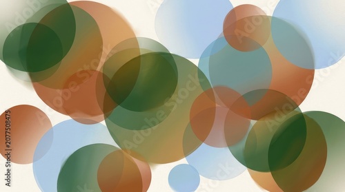 Abstract Background with Overlapping Translucent Circles in Earth Tones and Light Blue
