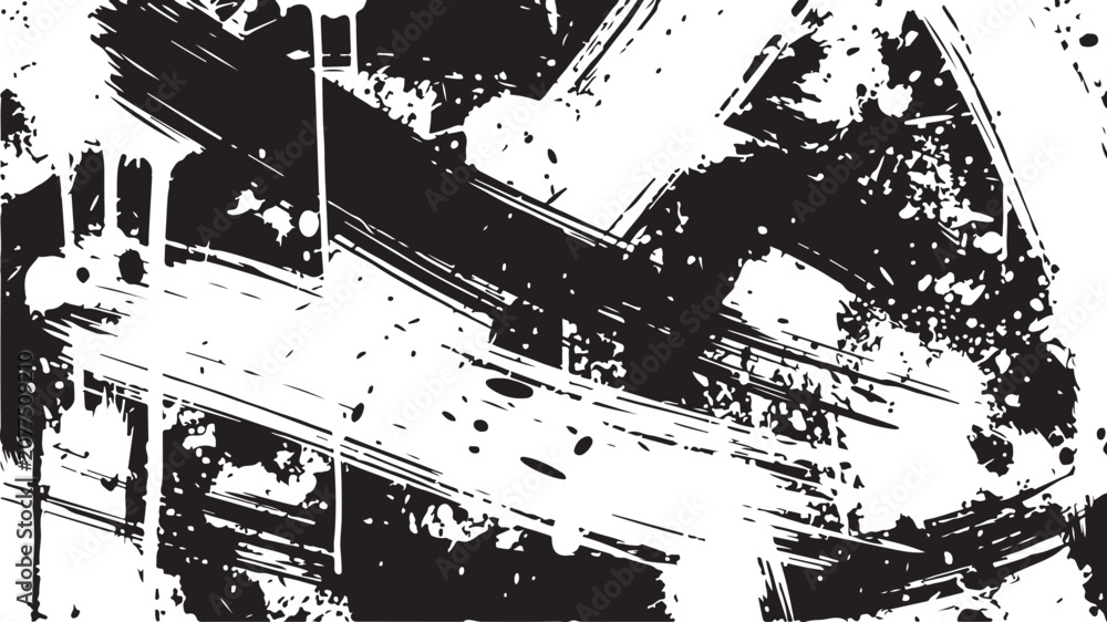 Obraz premium Abstract High-Contrast Stencil Urban Infrastructure Graphic in Black