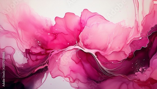 Pink Alcohol Ink Looks Like Ink Dripping Into Water Beautiful Shine Beautiful Abstract Ink Flow Art With Translucent Background