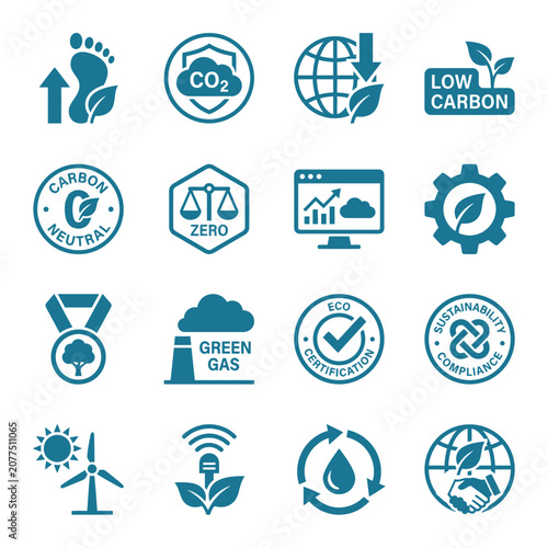Comprehensive collection of eco-friendly, sustainability, and environmental protection icons for green business, corporate responsibility, and clean energy initiatives, promoting a healthier planet