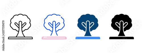 Schilderij op canvas Tree Nature Conservation Icon for National Park Ecosystems and Environmental Pro