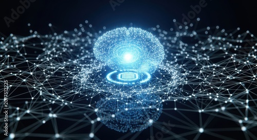 Digital glowing human brain artificial intelligence technology illustration