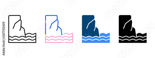 Cuadro en lienzo Rock Cliffs Landscape Icon for Hiking Trails and National Park Exploration