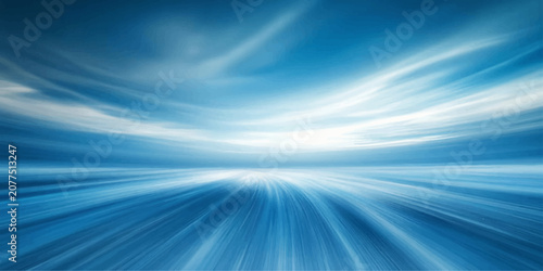 Foto Abstract blue background with light streaks and wispy clouds evoking speed and movement