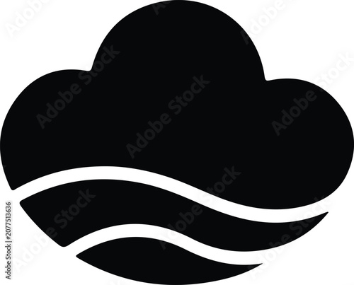 Cloud with waves icon, abstract weather symbol, air and water illustration, climate design, minimal meteorology graphic, modern outline art