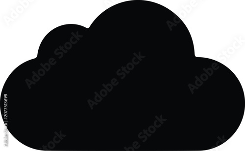 Minimal cloud silhouette icon, weather forecast symbol, digital storage illustration, modern computing design, abstract vector graphic, cloud technology art