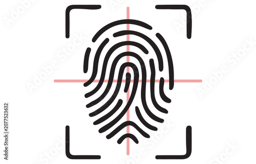 Biometric Fingerprint Scanner Authentication Icon Representing Identity Verification, Secure Access Control, Digital Security and User Authentication Systems