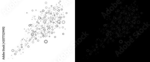 Quadro su tela Abstract water bubbles on white and black background, floating liquid droplets t
